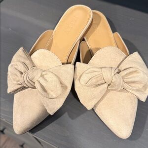 J. Crew Factory Cream Bow Mules